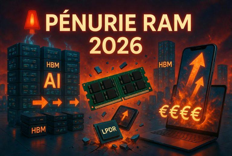 Pénurie RAM 2026 prix PC smartphones hausse mémoire vive data centers IA
