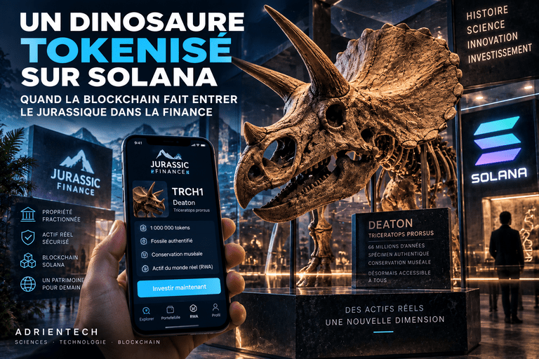 Fossile de dinosaure tokenisé sur la blockchain Solana